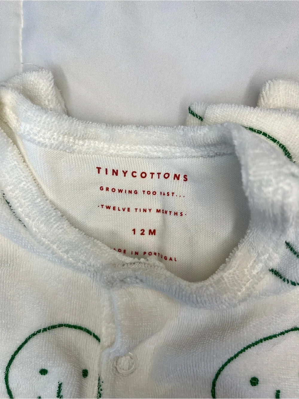 Tiny Cottons White Smiley Short-Sleeve One-Piece Romper